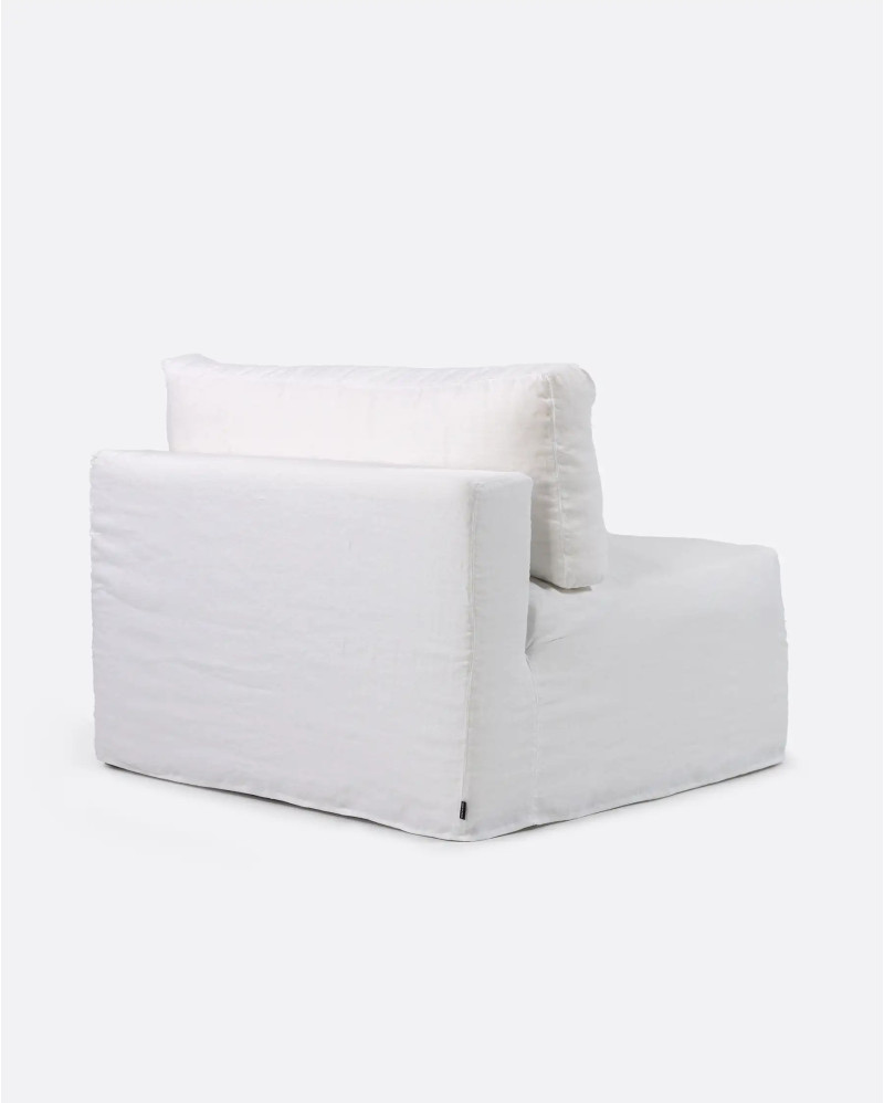 BEETHOVEN sofa central unit with cover in linen 100 x 100 x 81 cm in white colour