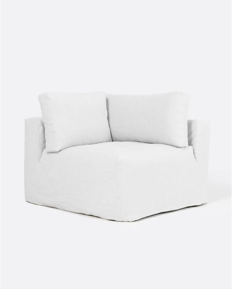 BEETHOVEN sofa end unit with cover in linen 100 x 100 x 81 cm in white colour