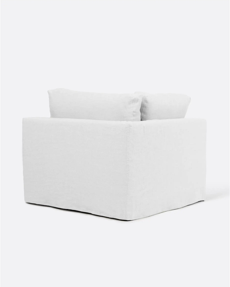 BEETHOVEN sofa end unit with cover in linen 100 x 100 x 81 cm in white colour