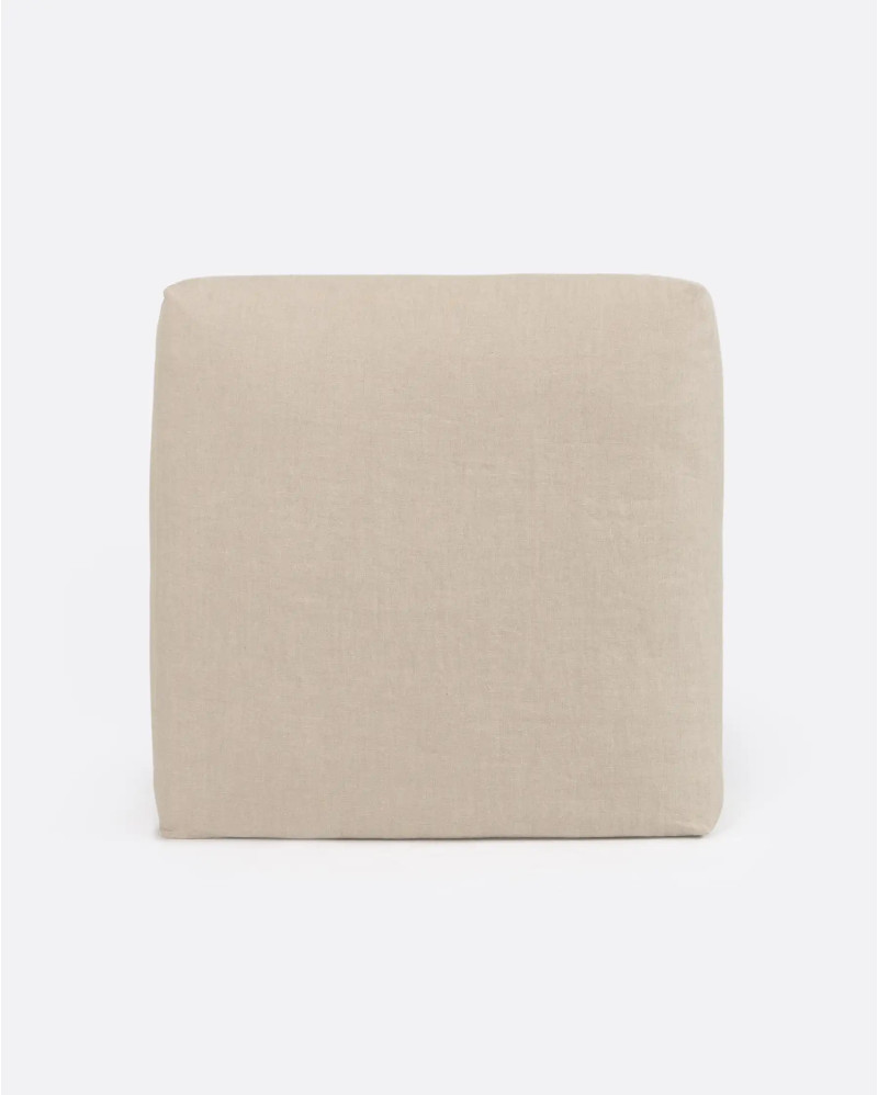 BEETHOVEN pouffe with cover in linen 100 x 100 x 40 cm in natural colour