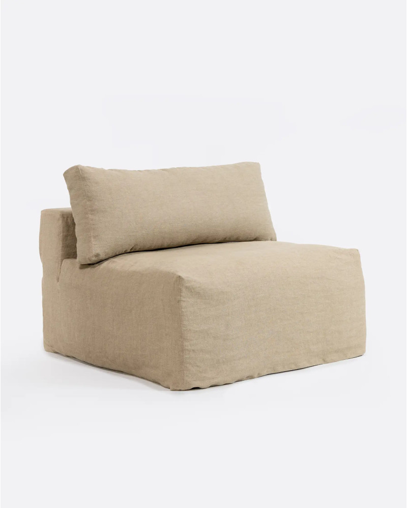 BEETHOVEN sofa central module with cover in linen 100 x 100 x 81 cm in natural colour