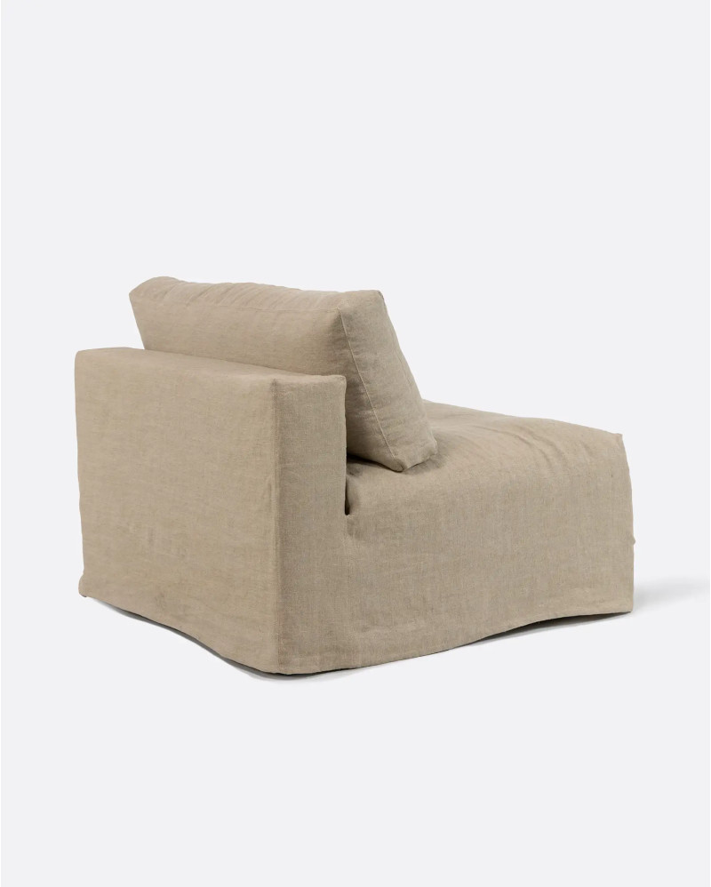 BEETHOVEN sofa central module with cover in linen 100 x 100 x 81 cm in natural colour