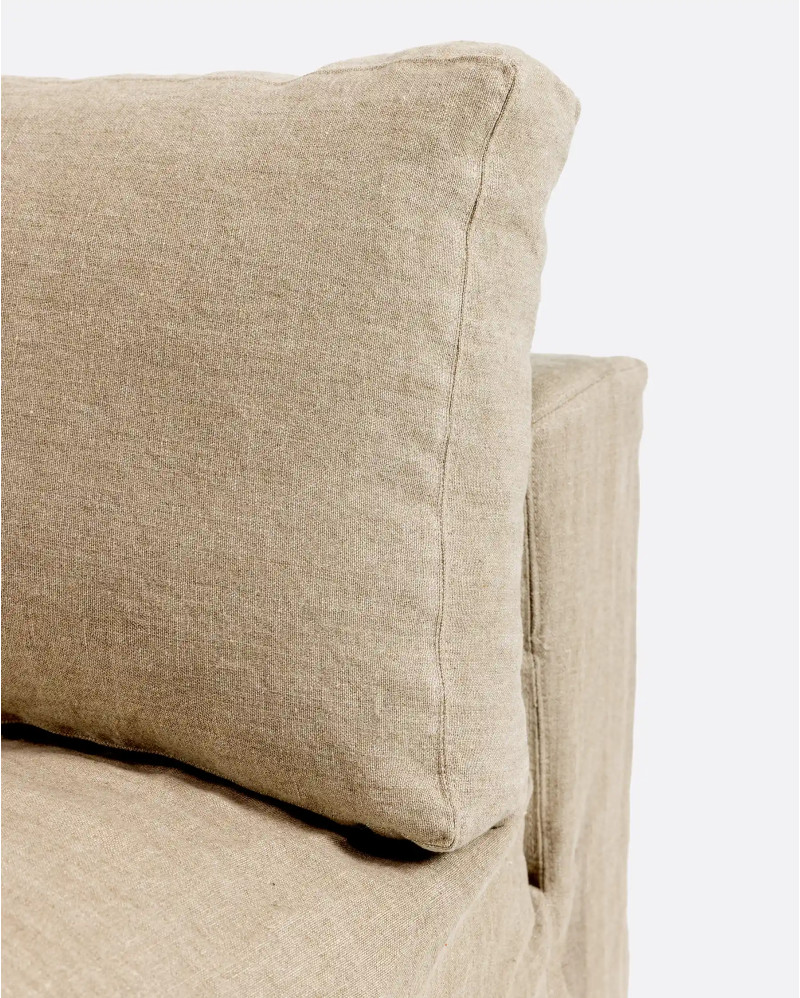 BEETHOVEN sofa central module with cover in linen 100 x 100 x 81 cm in natural colour