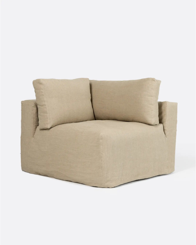 BEETHOVEN sofa end unit with cover in linen 100 x 100 x 81 cm in natural colour