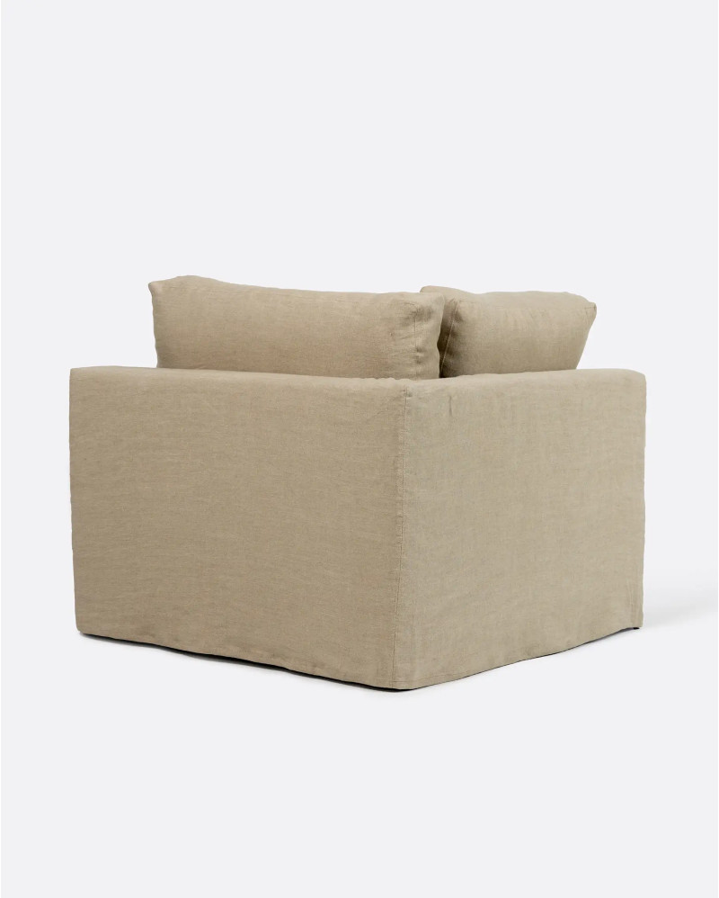 BEETHOVEN sofa end unit with cover in linen 100 x 100 x 81 cm in natural colour