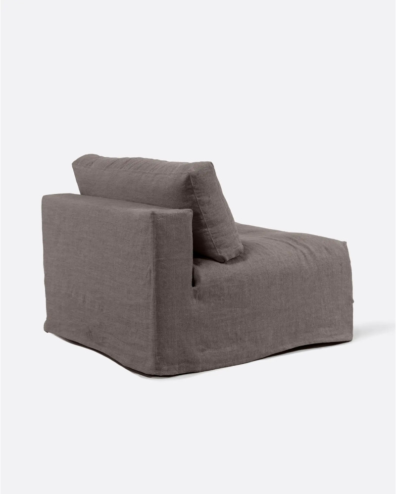 BEETHOVEN sofa central module with cover in linen 100 x 100 x 81 cm in taupe colour