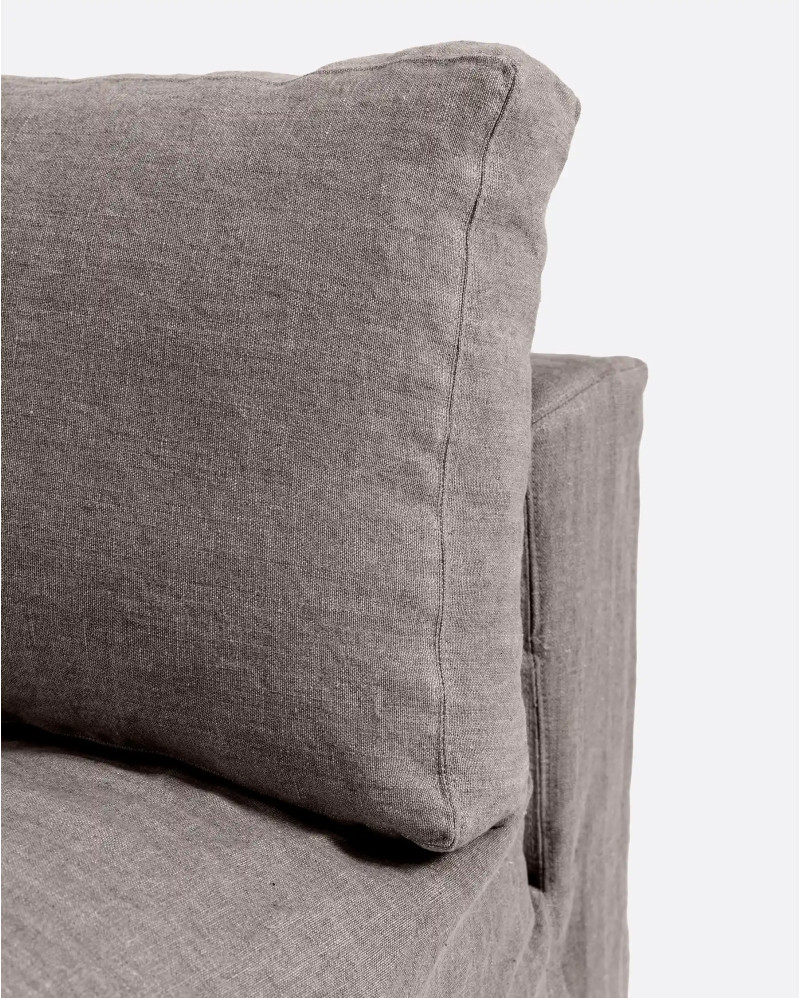 BEETHOVEN sofa central module with cover in linen 100 x 100 x 81 cm in taupe colour