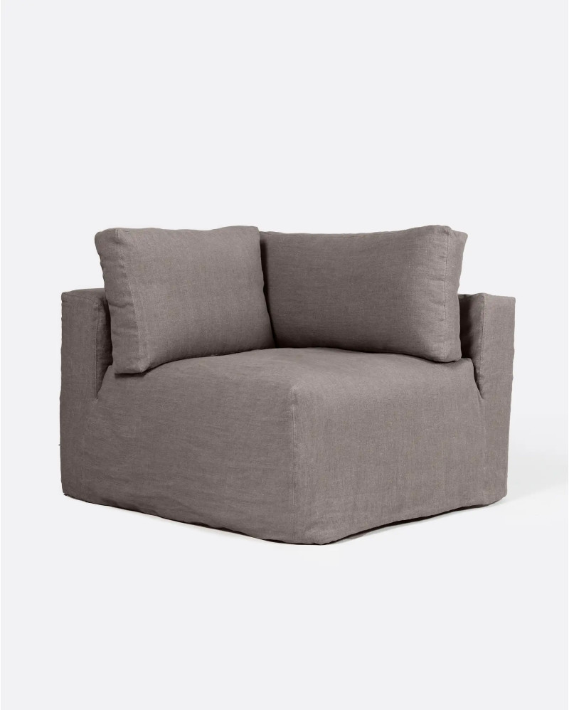 BEETHOVEN sofa end unit with cover in linen 100 x 100 x 81 cm in taupe colour