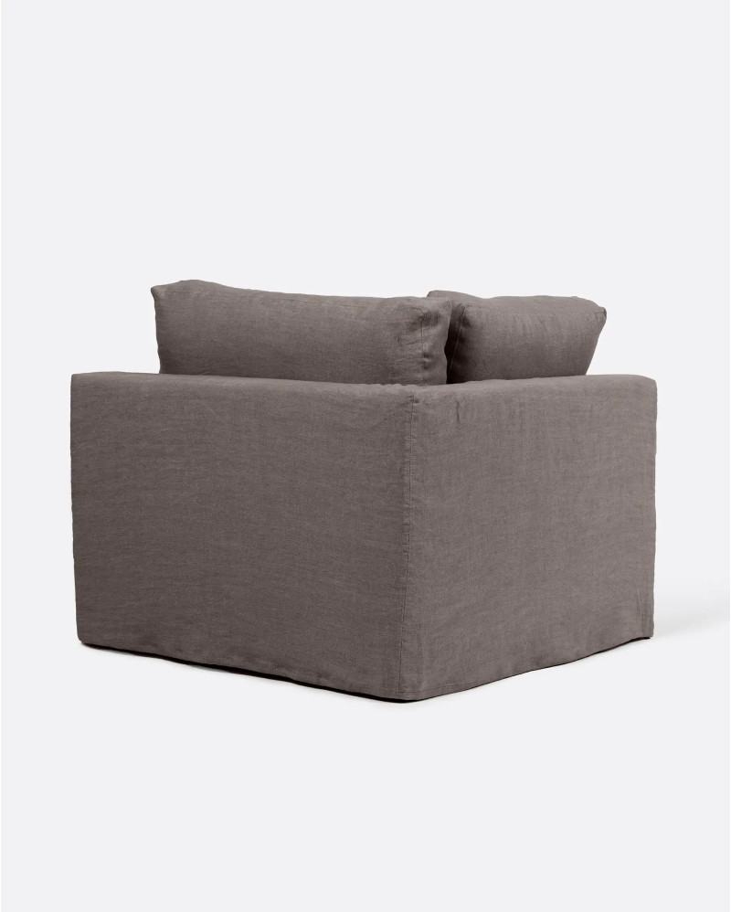 Canapé BEETHOVEN module d'extrémité avec housse en lin 100 x 100 x 81 cm en couleur taupe