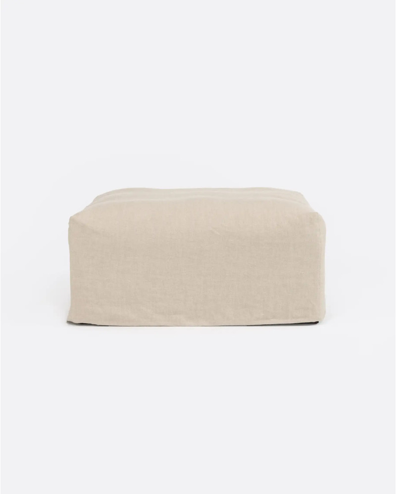 BEETHOVEN pouffe with cover in linen 100 x 100 x 40 cm in cross colour