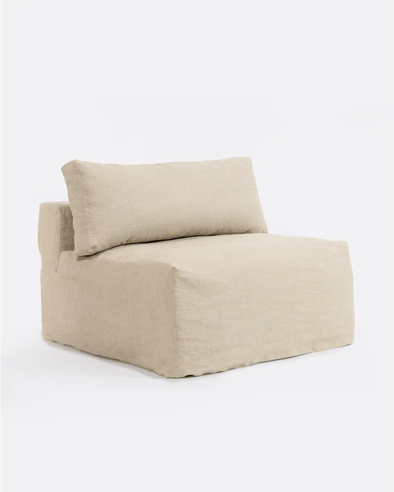 BEETHOVEN sofa central module with cover in linen 100 x 100 x 81 cm in cross colour