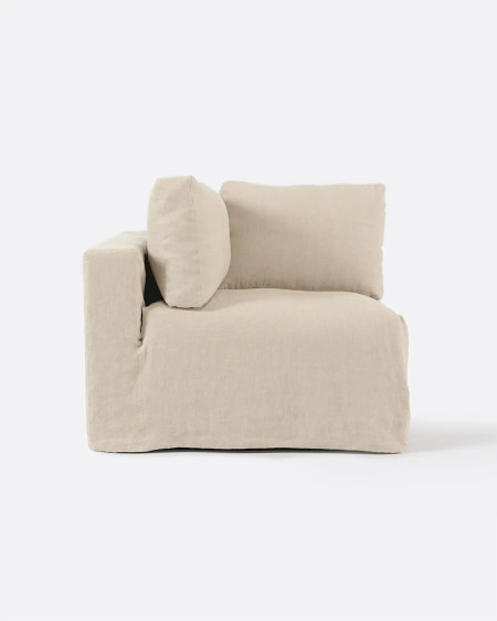BEETHOVEN sofa end unit with cover in linen 100 x 100 x 80 cm in cross colour