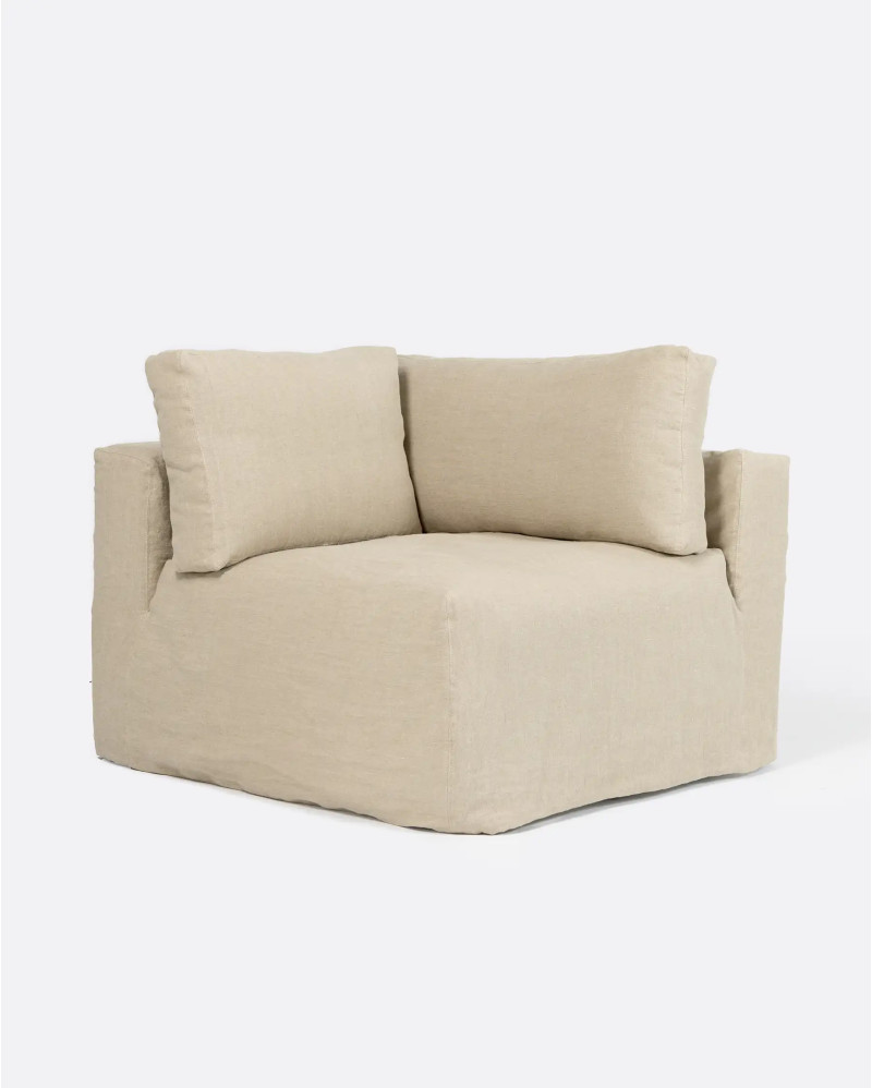 BEETHOVEN sofa end unit with cover in linen 100 x 100 x 81 cm in cross colour