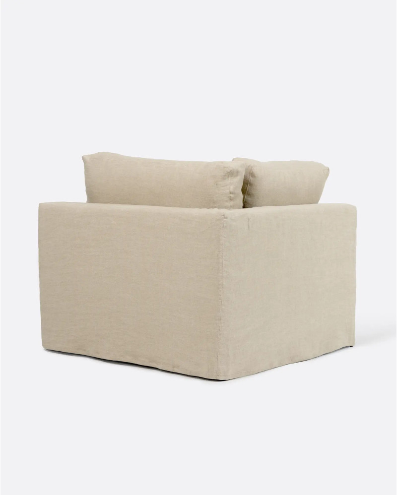 BEETHOVEN sofa end unit with cover in linen 100 x 100 x 81 cm in cross colour