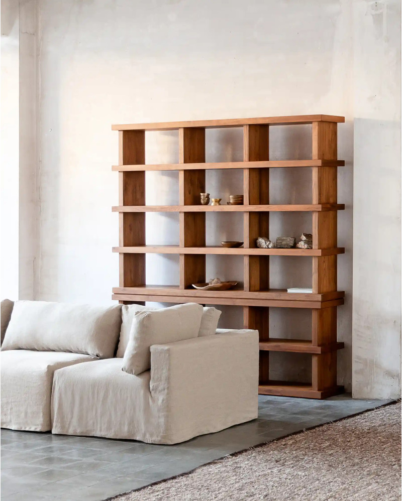 DUMAI bookcase in recycled teak wood 210 x 35 x 146 cm