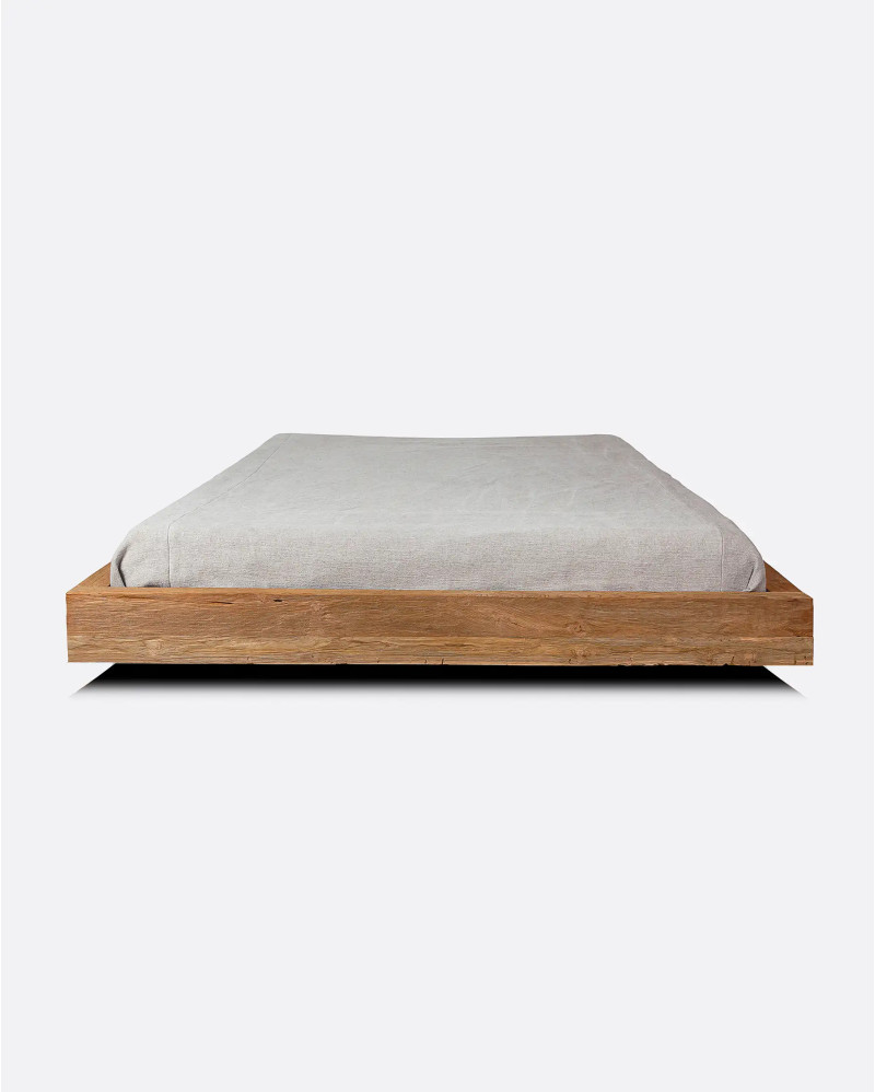 SOLID bed frame in recycled teak wood 180 x 218 x 26 cm for mattress 160 x 200 cm