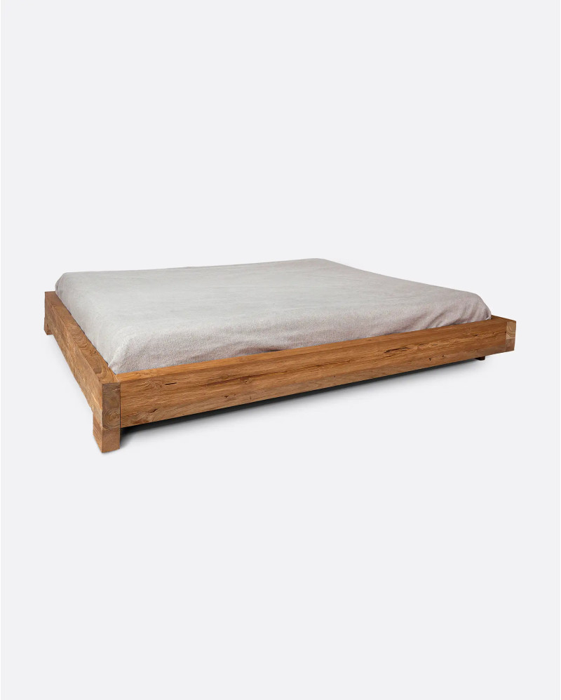 SOLID bed frame in recycled teak wood 180 x 218 x 26 cm for mattress 160 x 200 cm