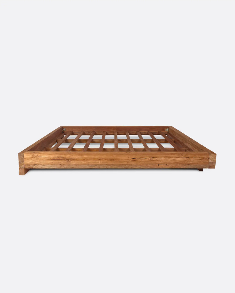 Cadre de lit SOLID en bois de teck recyclé 180 x 218 x 26 cm pour matelas 160 x 200 cm