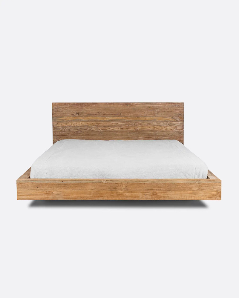 Cadre de lit NORI en bois de teck recyclé 180 x 223 x 90 cm pour matelas 160 x 200 cm