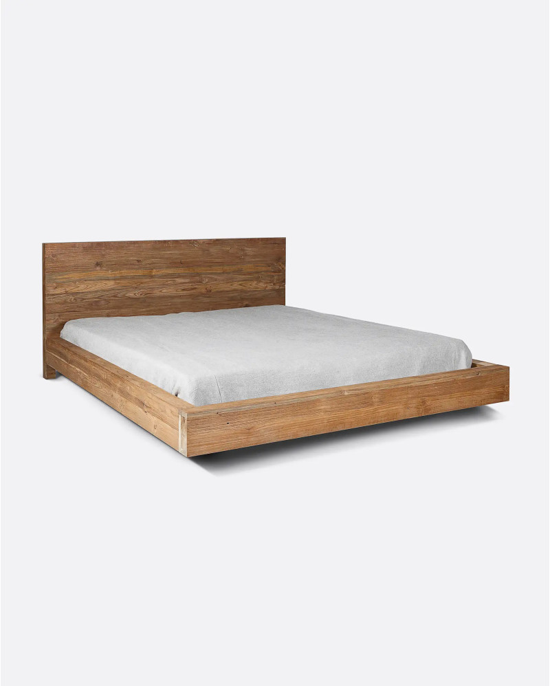 Cadre de lit NORI en bois de teck recyclé 180 x 223 x 90 cm pour matelas 160 x 200 cm