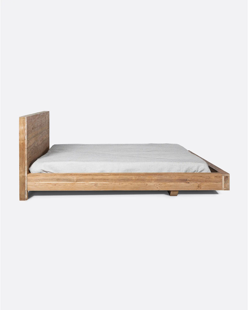 Cadre de lit NORI en bois de teck recyclé 180 x 223 x 90 cm pour matelas 160 x 200 cm