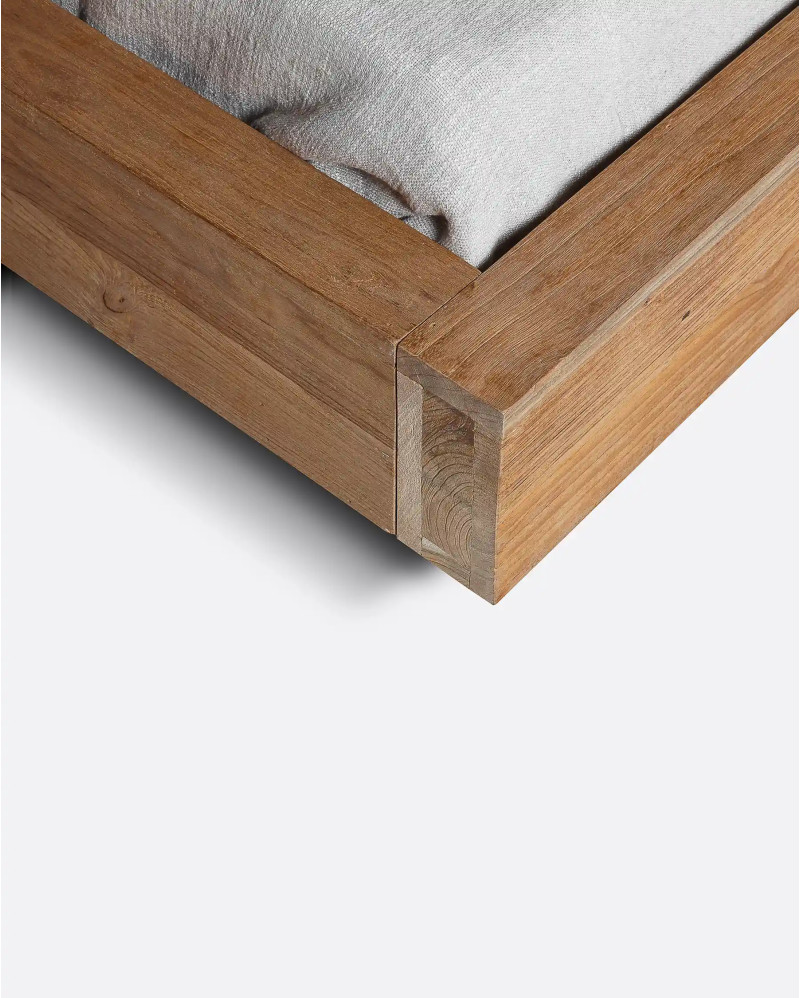 Cadre de lit NORI en bois de teck recyclé 180 x 223 x 90 cm pour matelas 160 x 200 cm