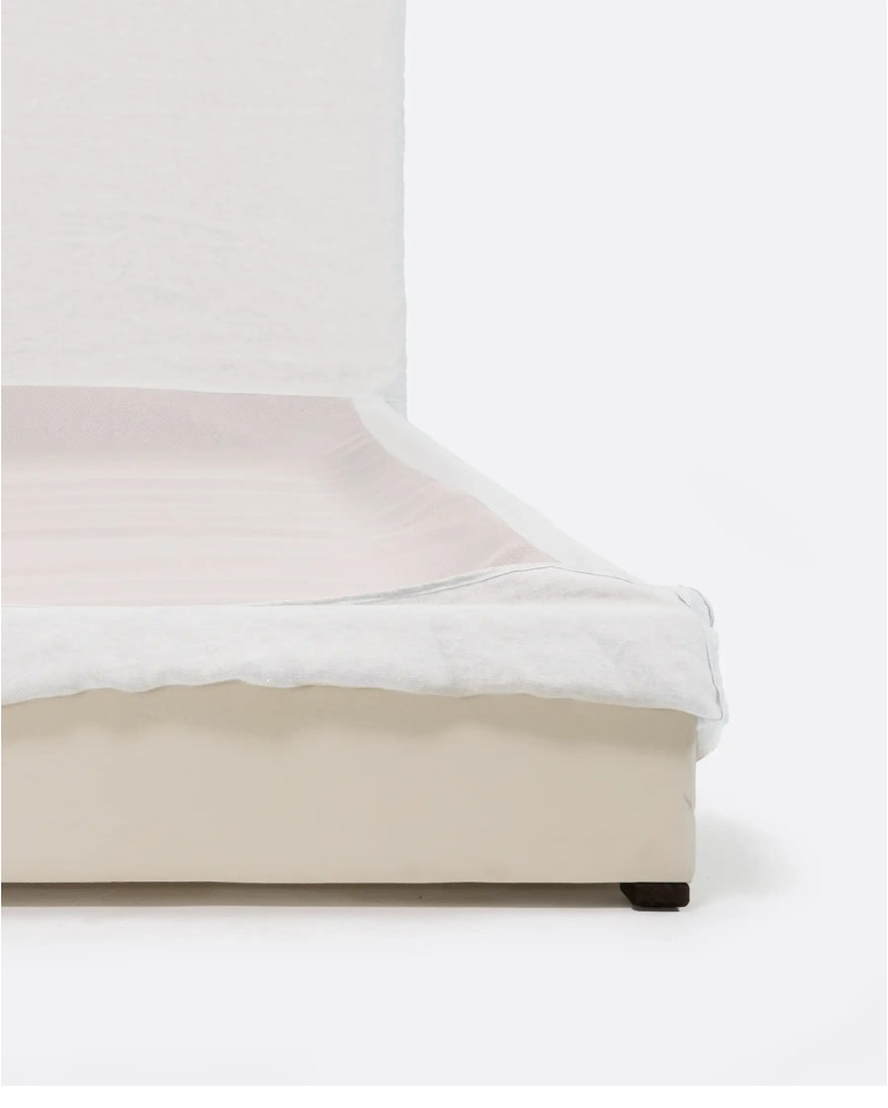 Lit BEETHOVEN pour matelas 180 x 200 cm avec revêtement en lin couleur blanche