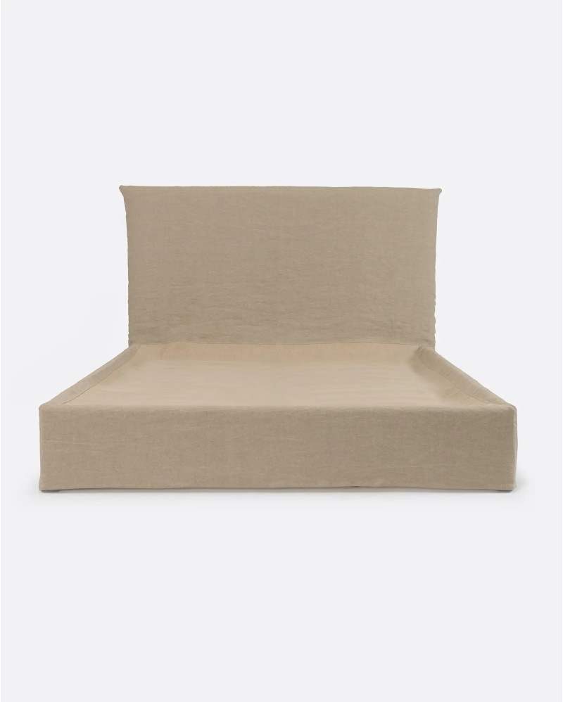 BEETHOVEN bed for mattress 160 x 200 cm with linen cover in natural colour