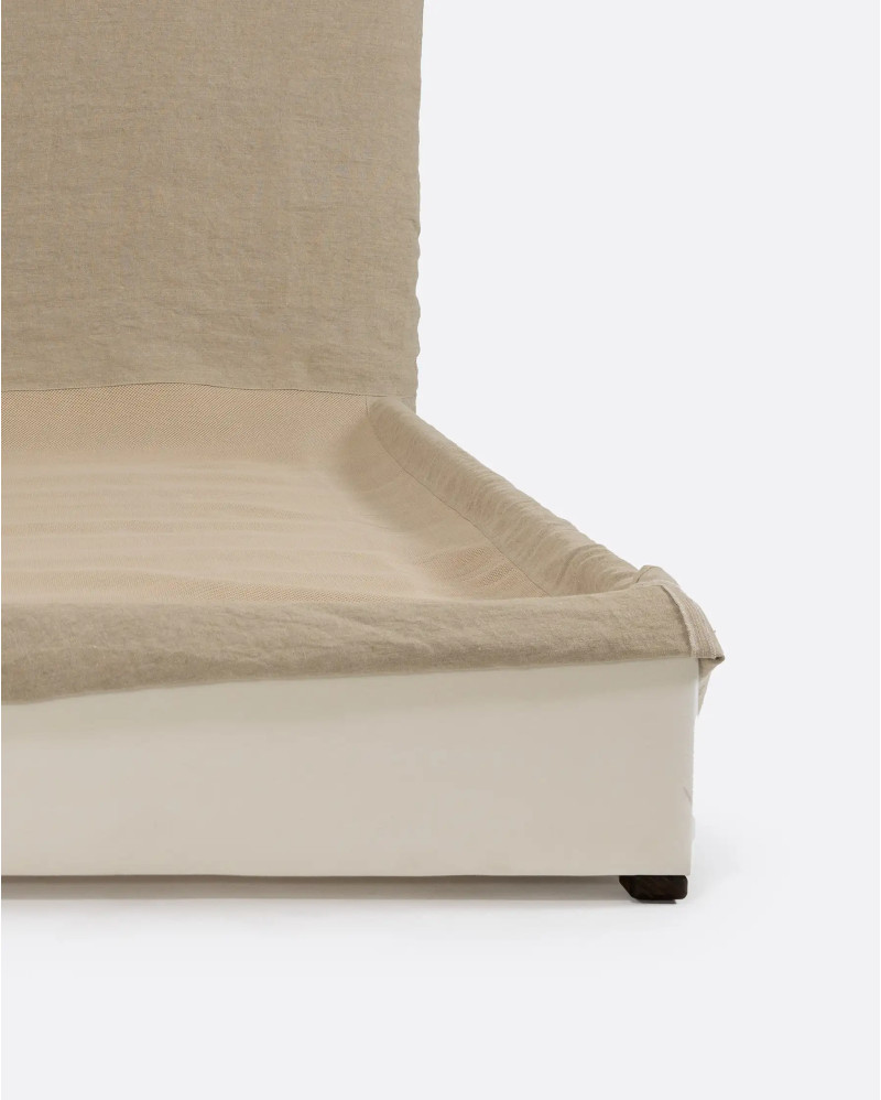 BEETHOVEN bed for mattress 160 x 200 cm with linen cover in natural colour