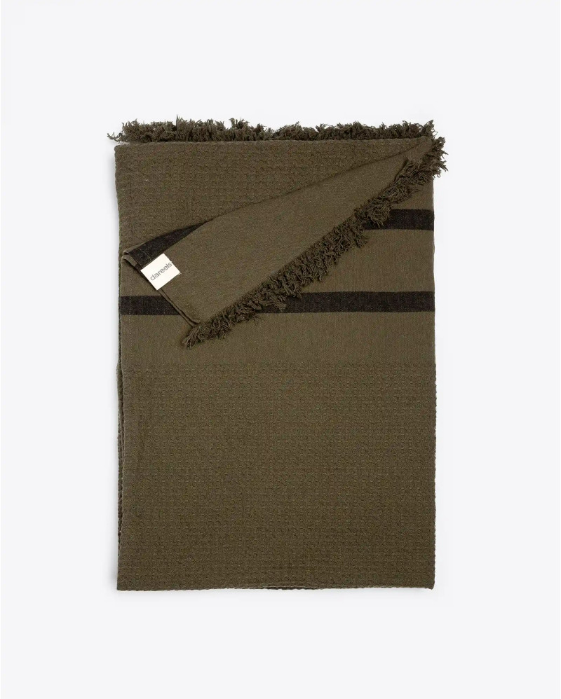 Serviette CHENNAI en coton recyclé 200 x 180 cm en couleur olive