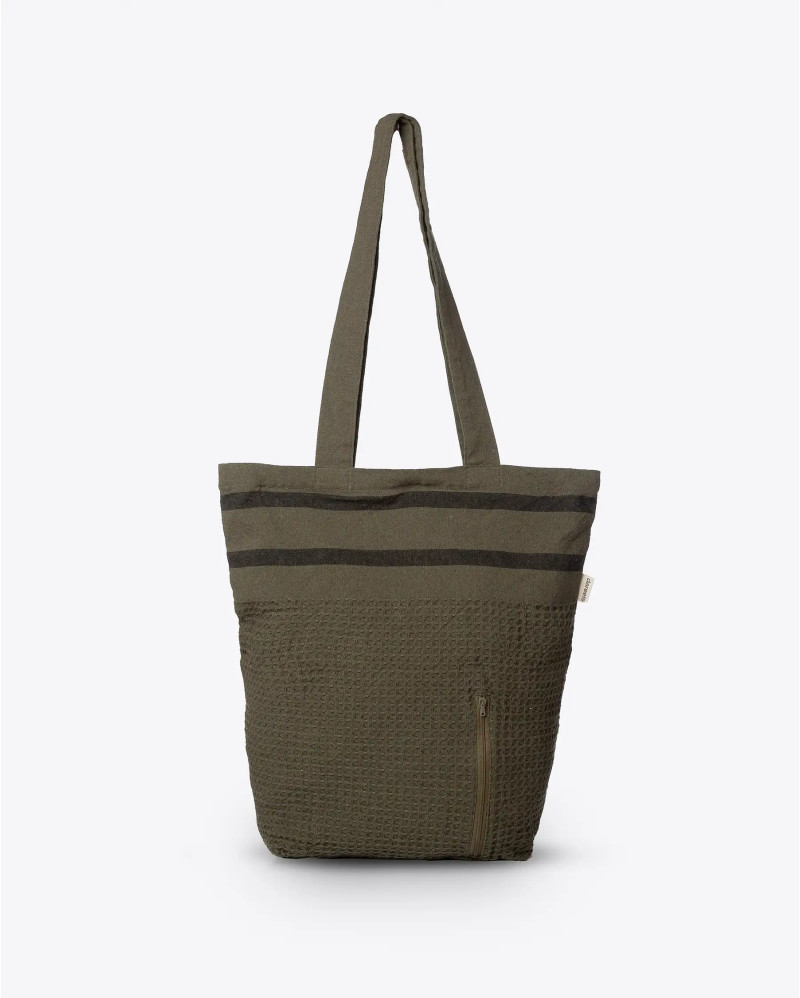 CHENNAI tote bag in recycled cotton 50 x 40 cm in olive colour