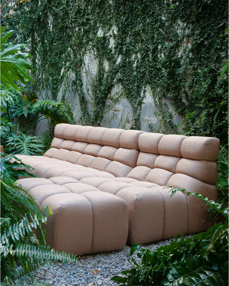 CHOPIN 1-seater modular outdoor sofa in recycled olefin 89 x 93 x 78 cm in colour caldera