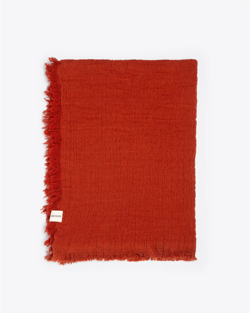 NADU towel in recycled cotton 200 x 100 cm in terracotta colour