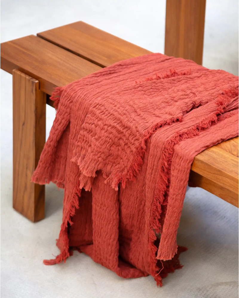 NADU towel in recycled cotton 200 x 100 cm in terracotta colour