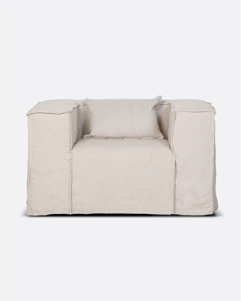 STROZZI 1-seater sofa with linen cover 120 x 95 x 65 cm in cross colour