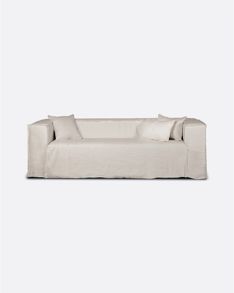 STROZZI 2/3-seater sofa with linen cover 220 x 95 x 65 cm in cross colour