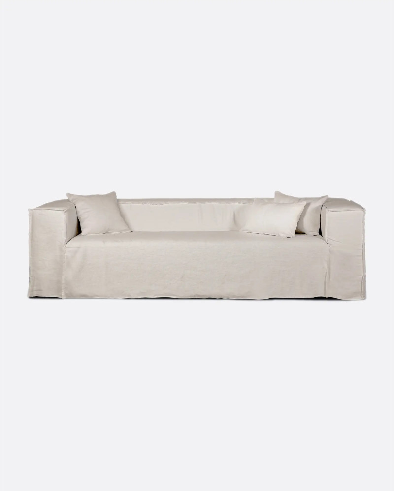 STROZZI 3/4-seater sofa with linen cover 260 x 95 x 65 cm in cross colour