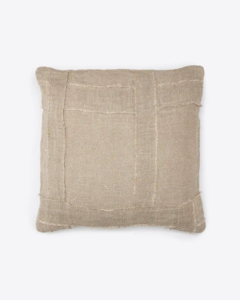 Housse de coussin WARORA en lin 50 x 50 cm en couleur naturelle