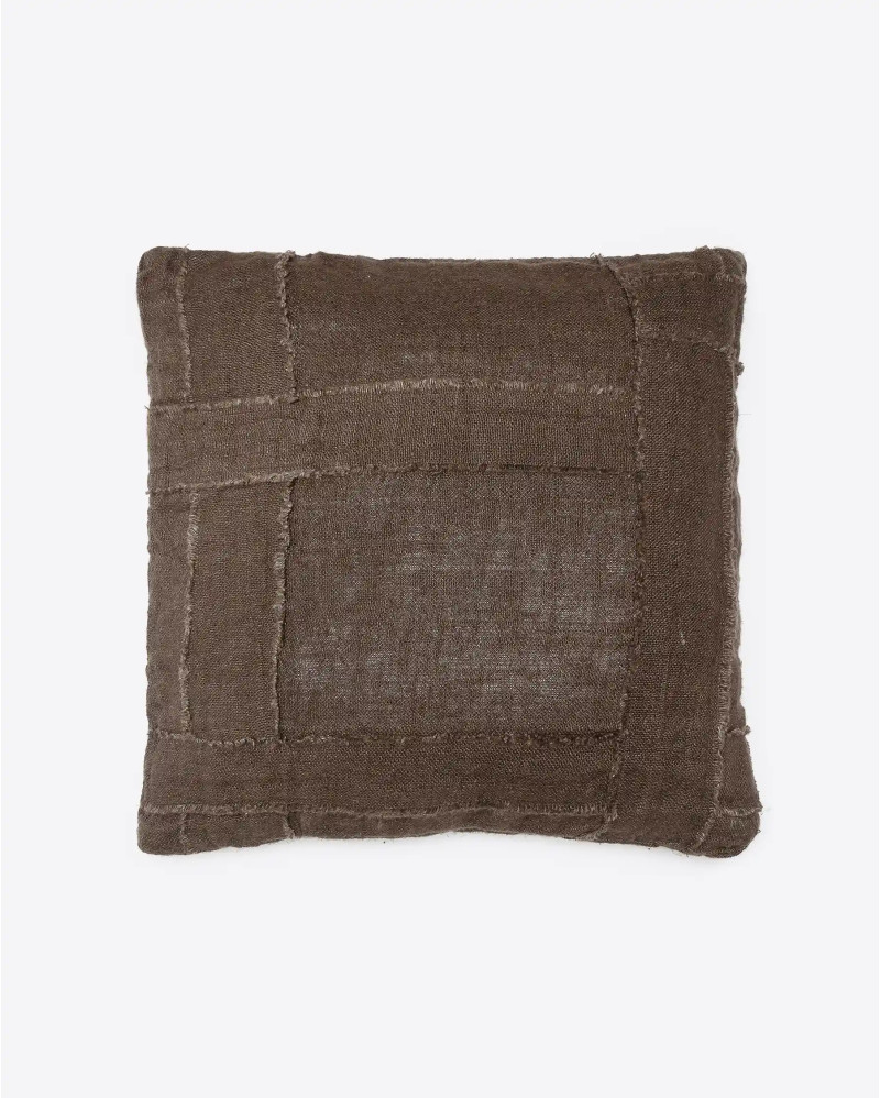 Housse de coussin WARORA en lin 50 x 50 cm en couleur gris anthracite