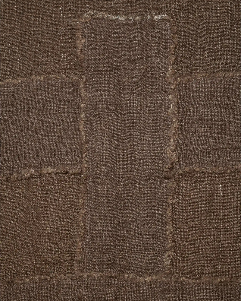 Plaid WARORA de lino 170 x 130 cm en color natural oscuro