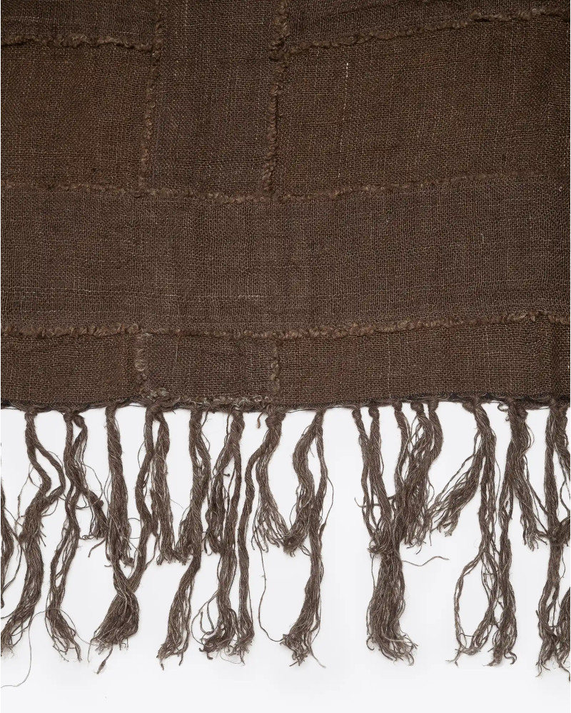 Plaid WARORA de lino 170 x 130 cm en color natural oscuro