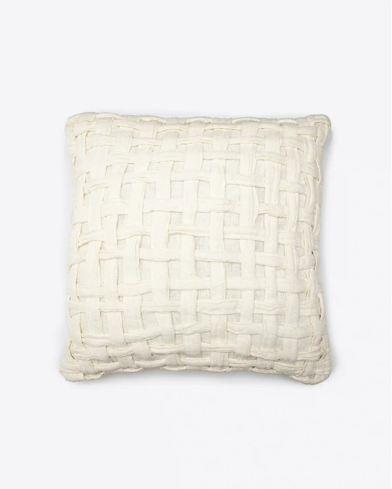 Housse de coussin WATRAP en lin 60 x 60 cm en couleur blanche