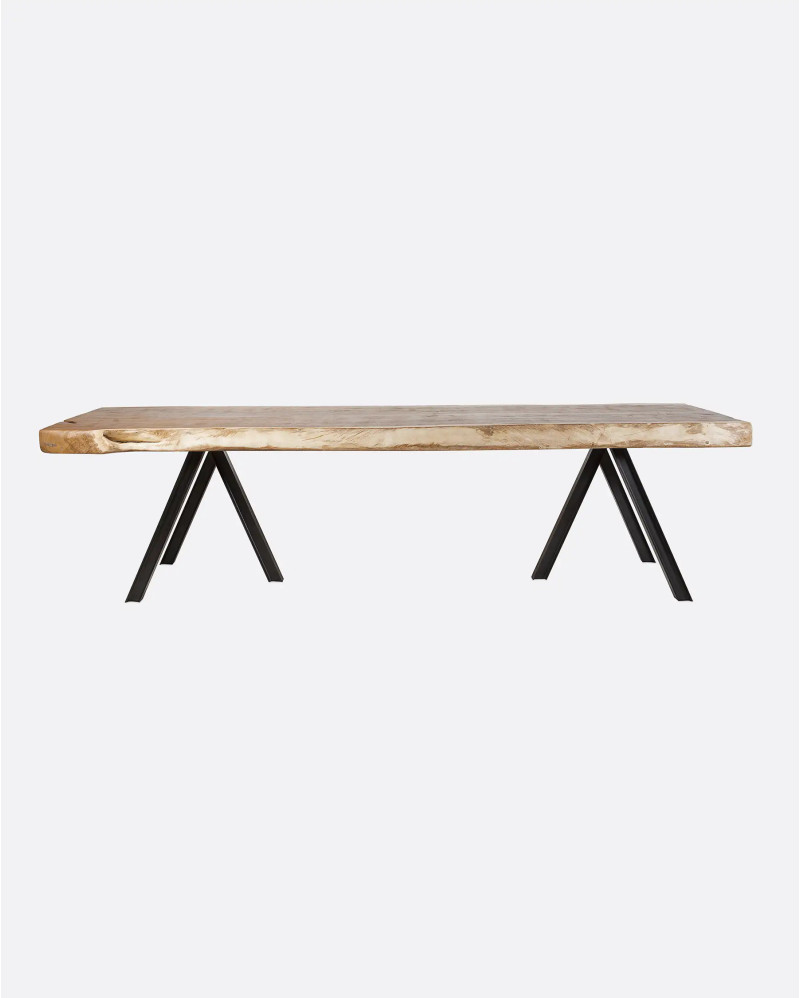 IMPERIA Dining table in suar wood and iron 220 x width variable from 70 to 120 cm