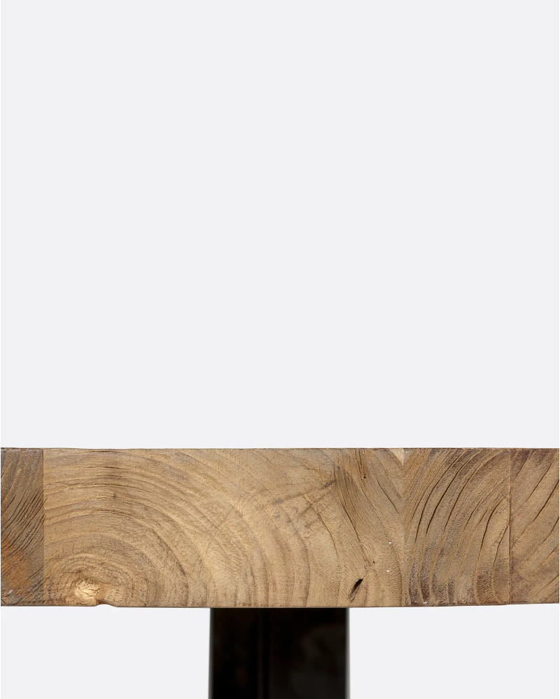 Mesa de comedor JATI de madera de teca reciclada y hierro Ø 160 cm x 76 cm de altura