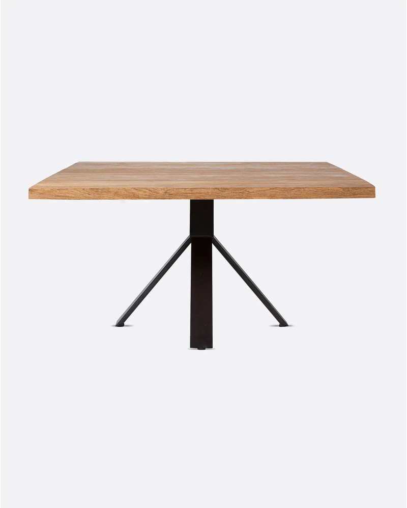 JATI dining table in recycled teak wood and iron 140 X 140 x 76 cm