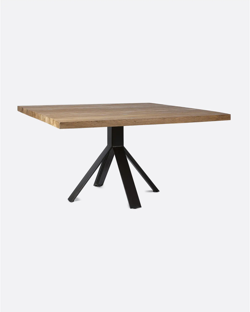 JATI dining table in recycled teak wood and iron 140 X 140 x 76 cm