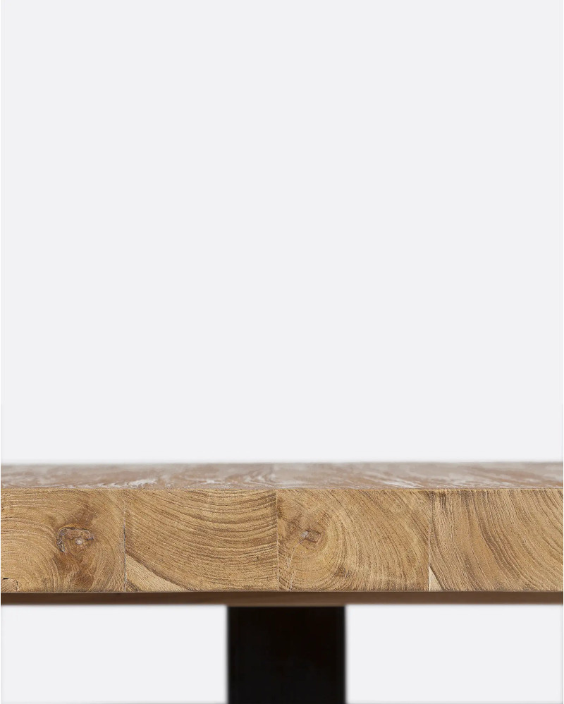 Mesa de comedor JATI de madera de teca reciclada y hierro 140 X 140 x 76 cm