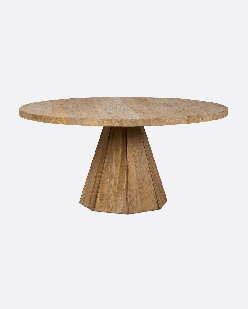 Mesa de comedor JATI de madera de teca reciclada Ø 160 cm x 76 cm de altura