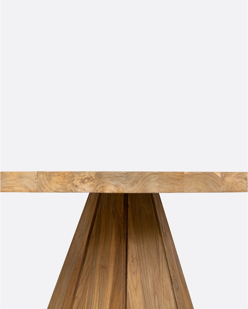 Mesa de comedor JATI de madera de teca reciclada Ø 160 cm x 76 cm de altura