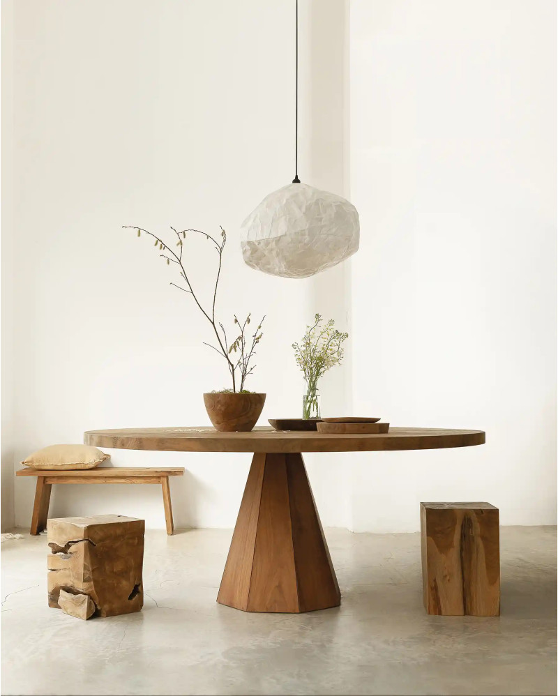 JATI dining table in reclaimed teak wood Ø 160 cm x 76 cm high